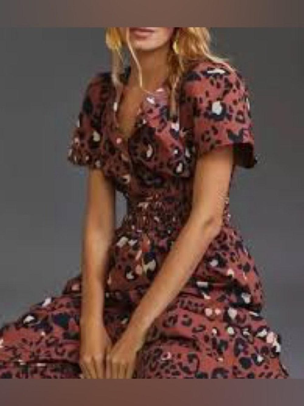 Anthropology Maeve The Somerset Maxi Dress in Leopard Brown Tan Size Large - Picture 3 of 7